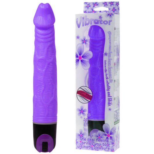 Purple BAILE multispeed vibrator, 21.5 cm length, with a sleek design and textured surface for versatile stimulation.