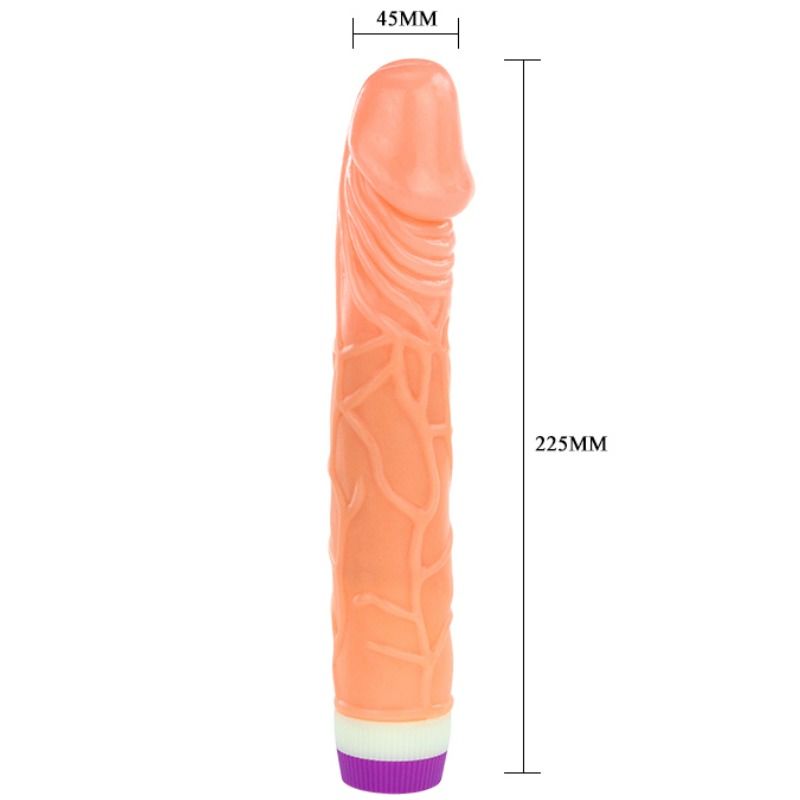 Vibrador realista BAILE Waves of Pleasure, de 22.5 cm, con función vibratoria y diseño detallado para placer.