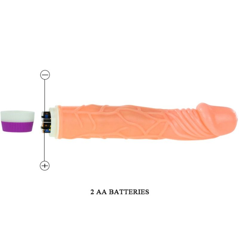 Vibrador realista BAILE Waves of Pleasure, tamaño 22.5 cm, con función vibratoria y textura detallada para placer.