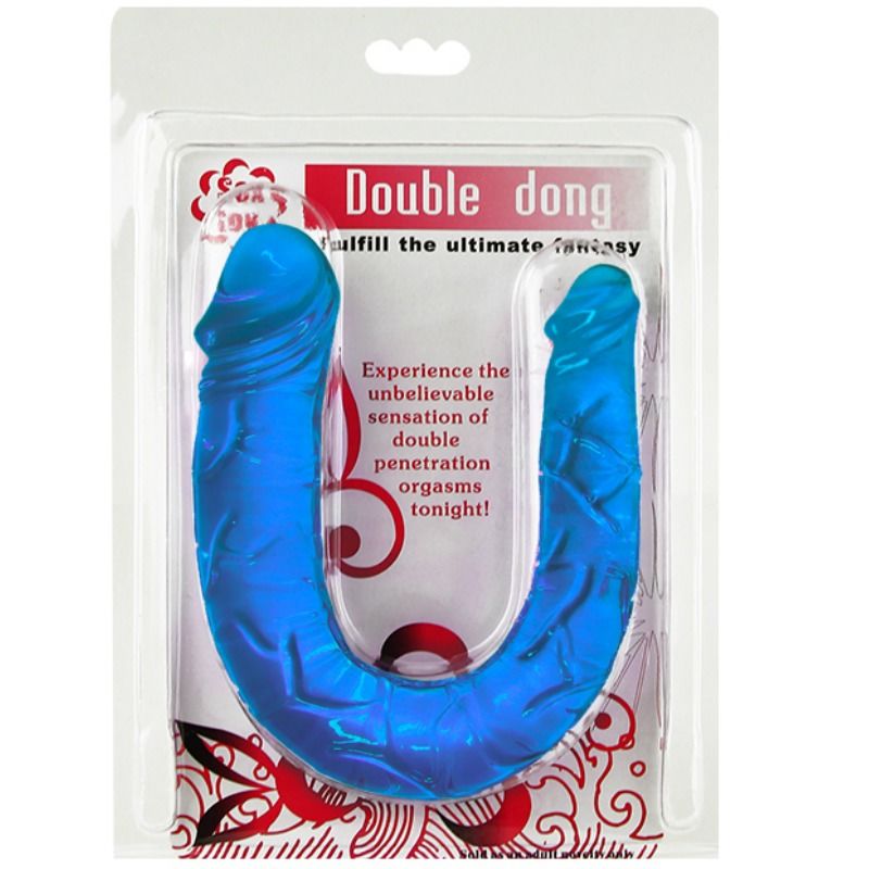 Dildo doble azul de la marca BAILE DILDOS, con forma realista y superficie lisa para placer íntimo.