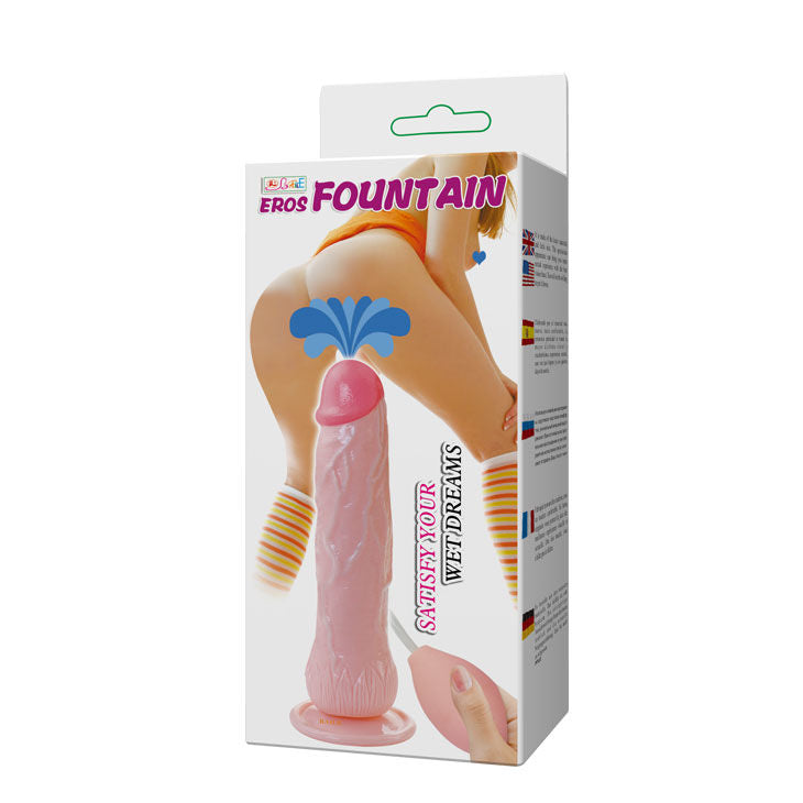 BAILE Eros realistic ejaculating penis dildo showcasing lifelike details and textured surface in a neutral background.