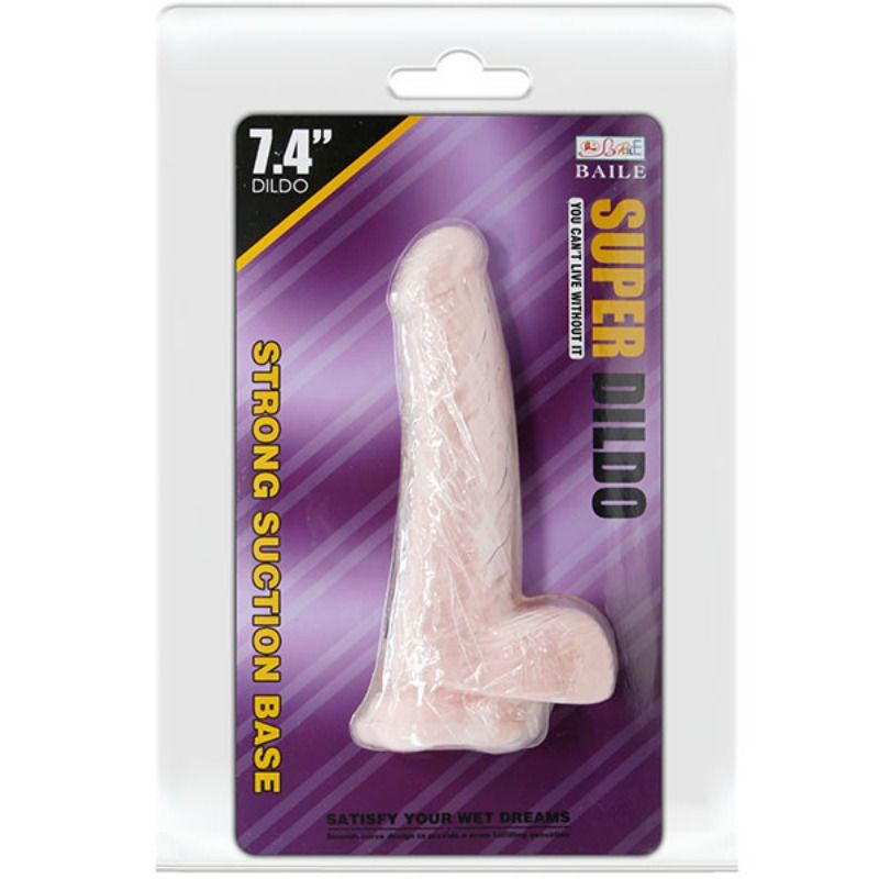 Dildo realista de 18.8 cm de la marca BAILE DILDOS, con textura natural y diseño detallado para uso íntimo.