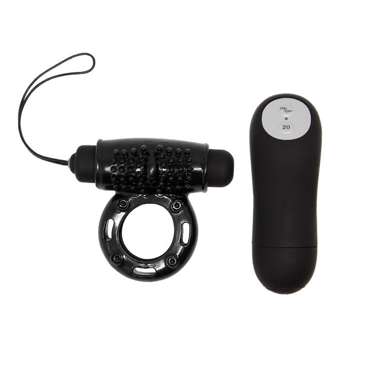 Black BAILE remote control ring 20V, showcasing its sleek design and ergonomic shape for enhanced pleasure.
