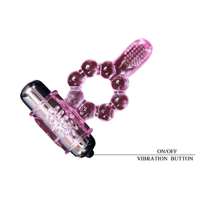 Pink silicone ring with 10 vibration rhythms, designed for pleasure, by Baile For Him.