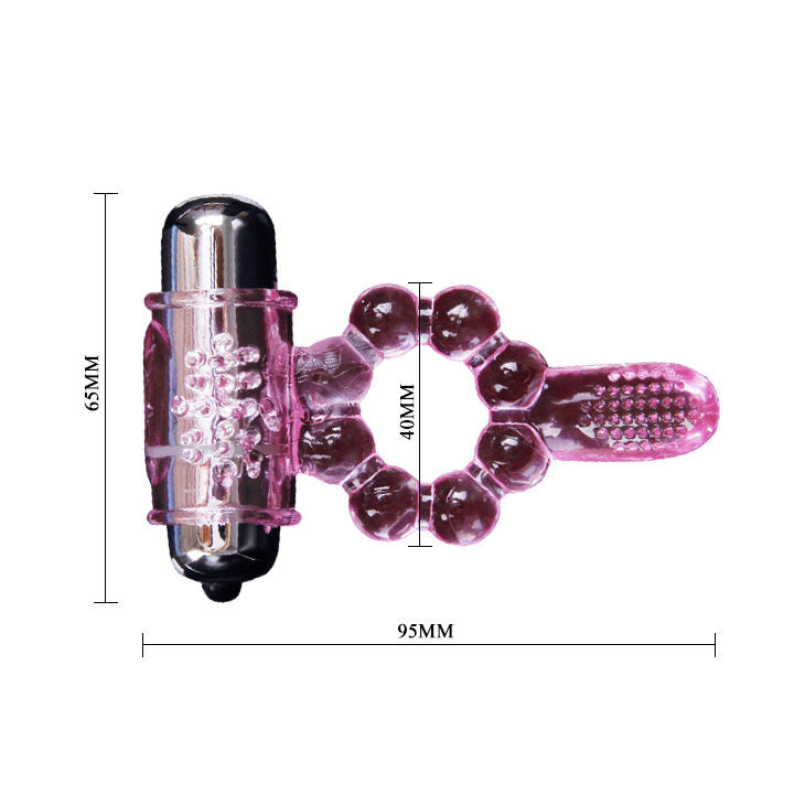 Pink silicone ring with 10 vibration patterns, designed for couples, by Baile For Him.
