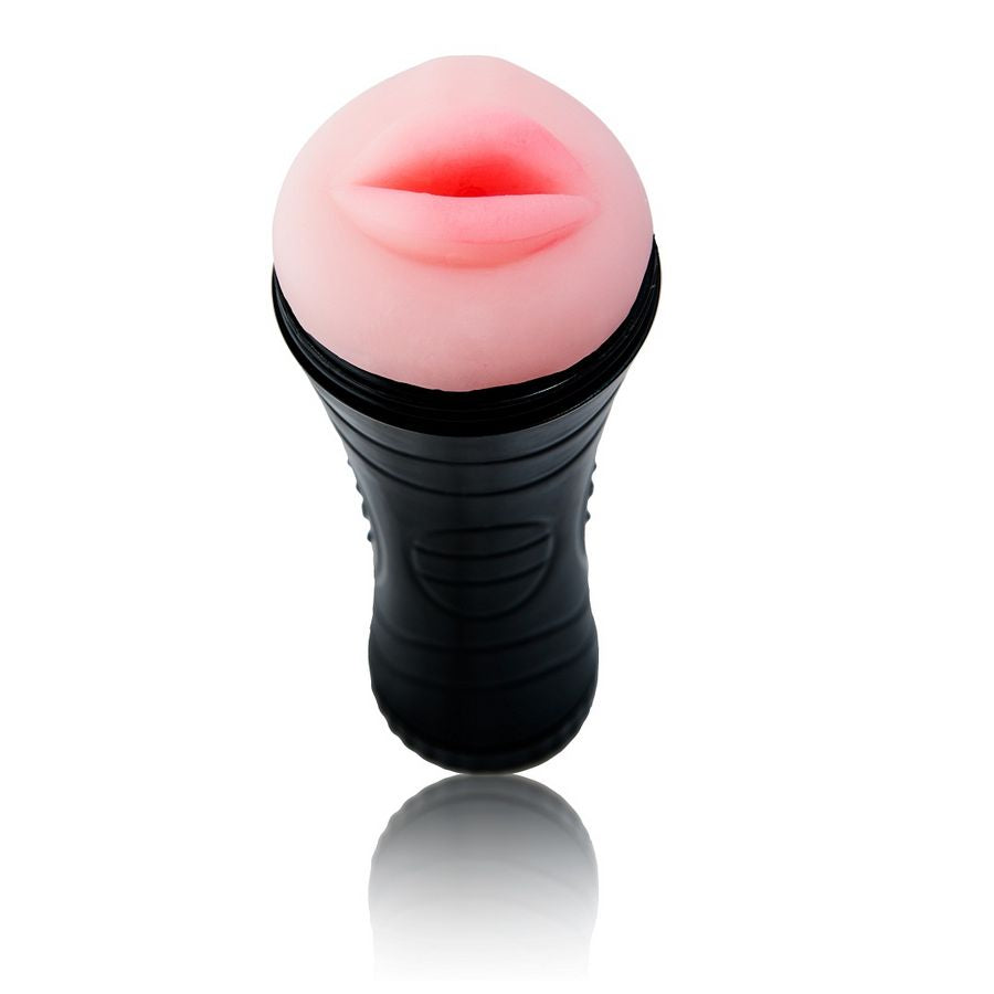 BAILE FOR HIM baby pussy masturbator with a realistic mouth design, showcasing soft texture and anatomical detail.