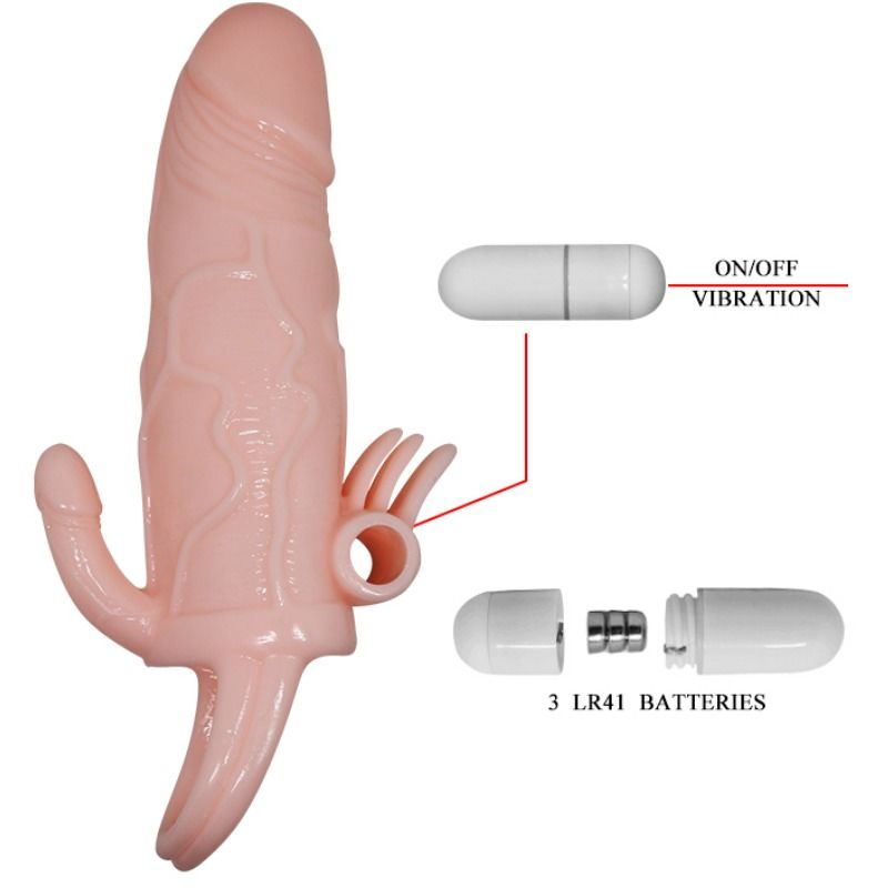Natural silicone anal and clitoral vibrator, 16.5 cm, from BAILE FOR HIM, designed for pleasure and stimulation.