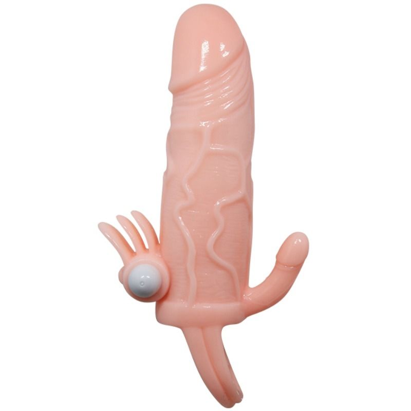 Natural silicone anal and clitoral vibrator from BAILE FOR HIM, 16.5 cm, with a realistic design and vibrating features.