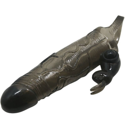 Black BAILE FOR HIM realistic penis sleeve with rabbit feature, measuring 16.5 cm, displayed on a neutral background.