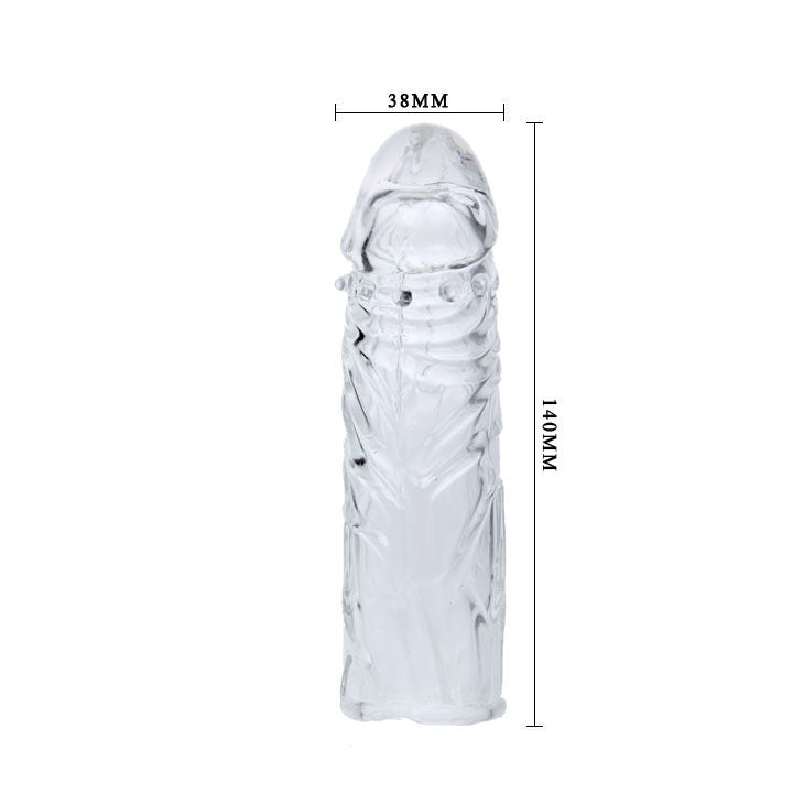 BAILE For Him purple silicone penis sleeve, adaptable design, 13 cm length, showcasing texture and flexibility.