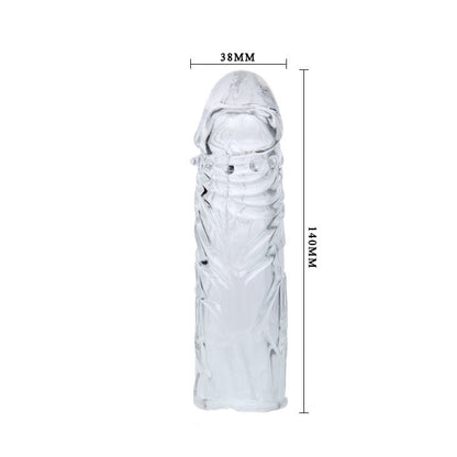 BAILE For Him purple silicone penis sleeve, adaptable design, 13 cm length, showcasing texture and flexibility.