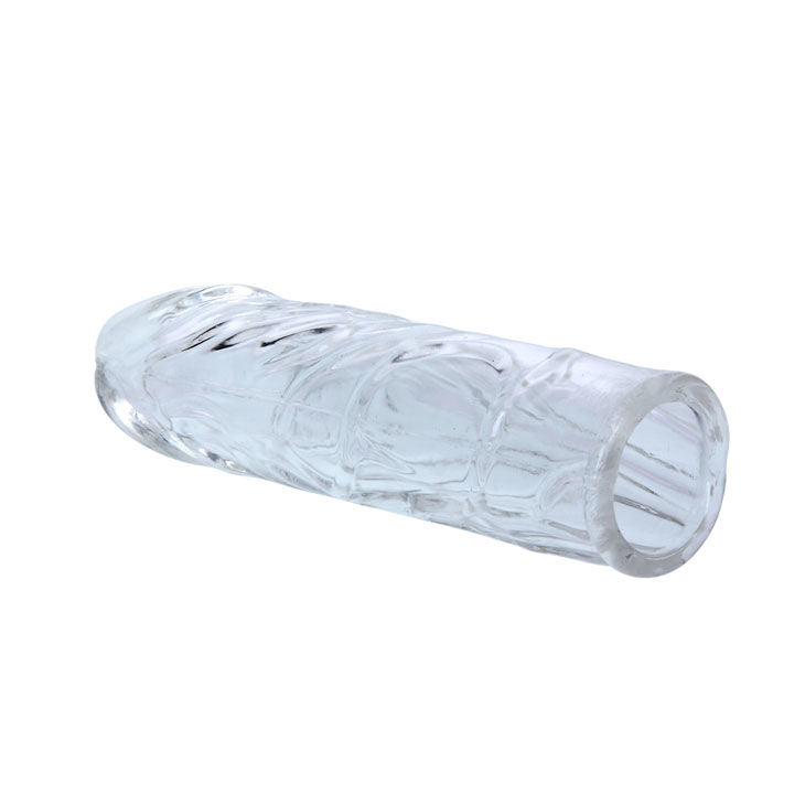 BAILE adaptable silicone purple penis sleeve, 13 cm, showcasing a textured design for enhanced stimulation.