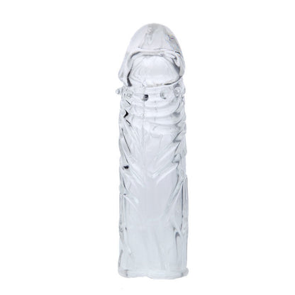 BAILE silicone penis sleeve in purple, 13 cm adaptable design, showcasing a smooth texture and flexible fit.