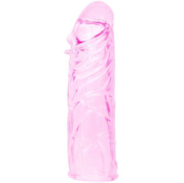BAILE FOR HIM pink silicone penis sleeve stimulator, 13 cm long, designed for enhanced pleasure and comfort.