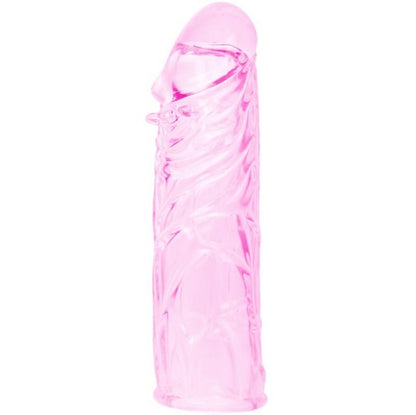 BAILE FOR HIM pink silicone penis sleeve stimulator, 13 cm long, designed for enhanced pleasure and comfort.