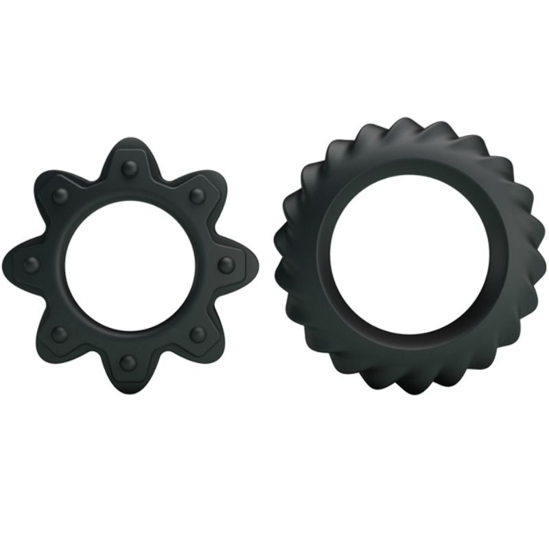 Kit de 2 anillos de silicona para baile, con diseño con flores, de la marca BAILE FOR HIM, en color negro y detalles decorativos.