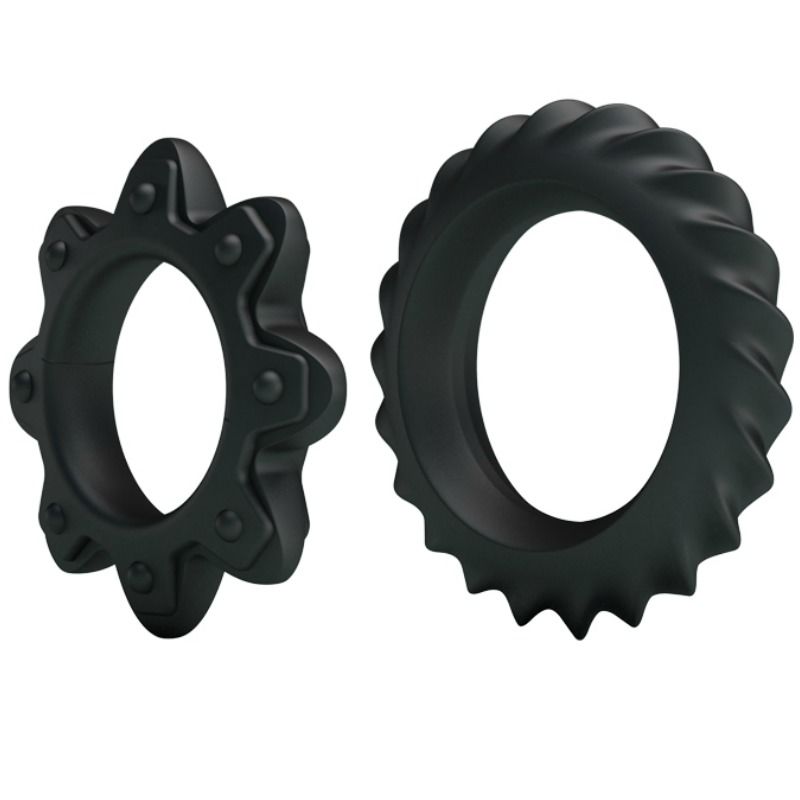 Kit de 2 anillos de silicona BAILE FOR HIM con diseño floral, ideales para uso cómodo y discreto.