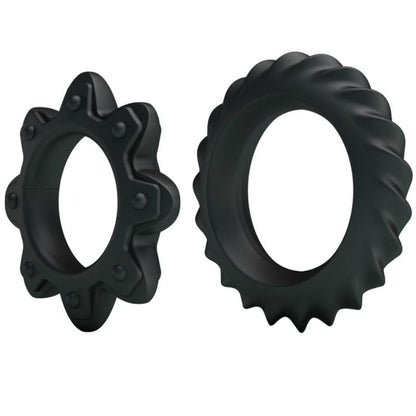 Kit de 2 anillos de silicona BAILE FOR HIM con diseño floral, ideales para uso cómodo y discreto.