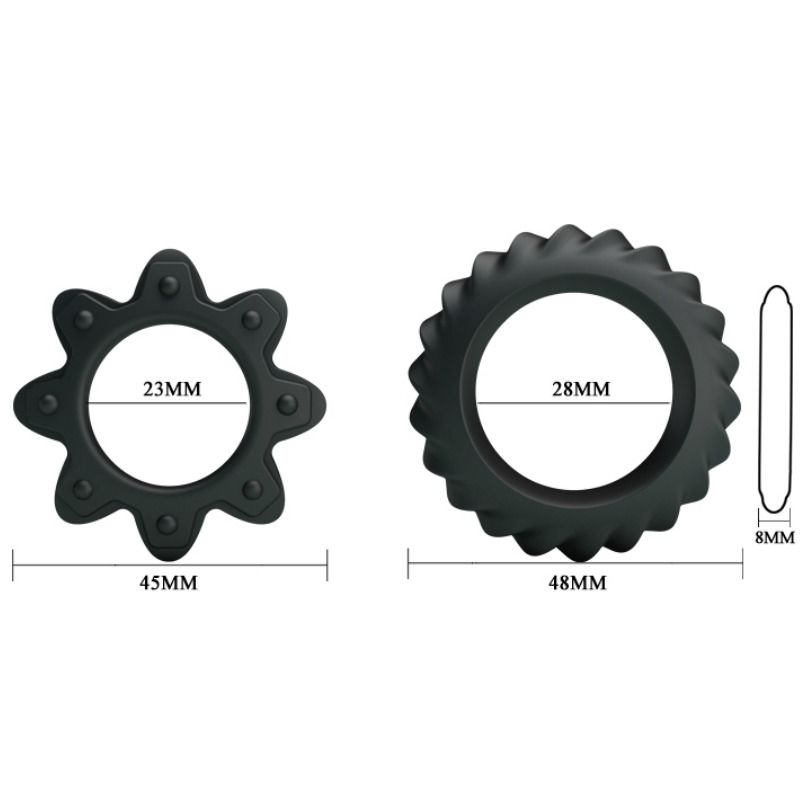 Kit de 2 anillos de silicona BAILE FOR HIM con diseño floral, ideal para uso personal y comodidad.