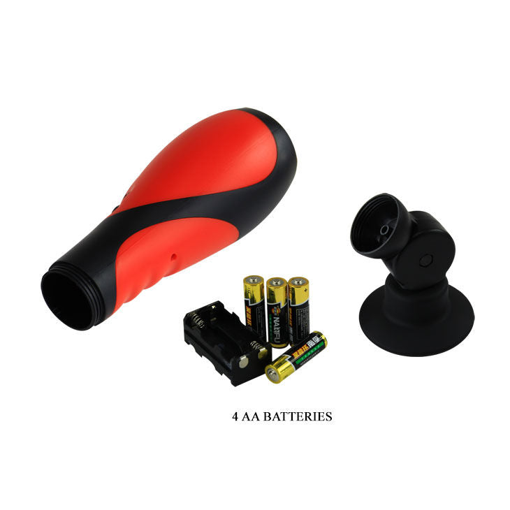 BAILE FOR HIM Oral Sex Lover 30V with adapter, realistic male sex toy designed for oral pleasure, black color, detailed texture.