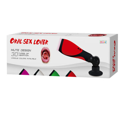 BAILE FOR HIM Oral Sex Lover 30V with adapter, showing the compact device and its connecting components on a neutral background.