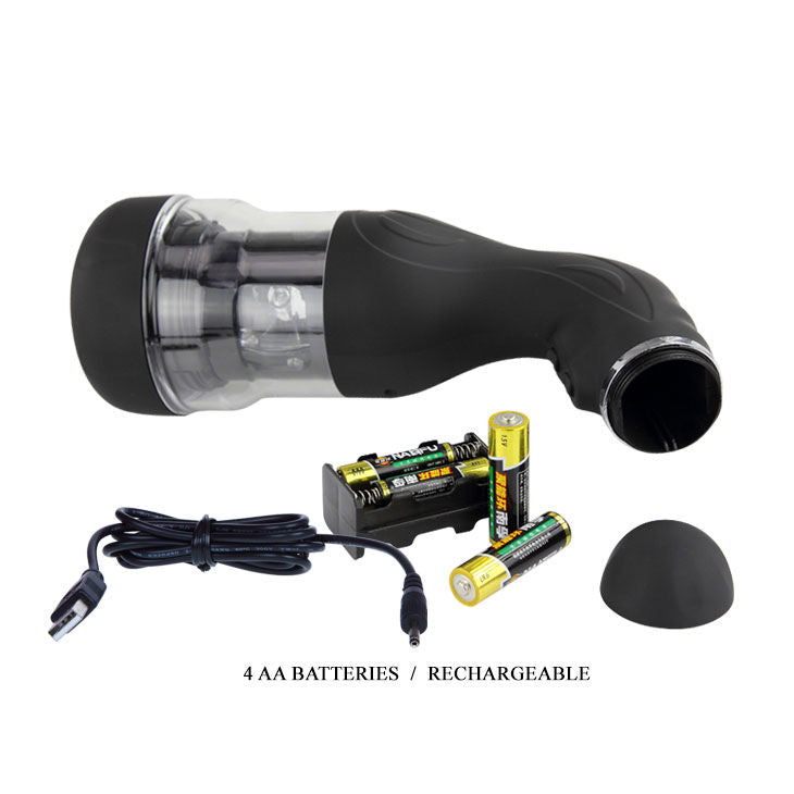 BAILE FOR HIM Rotation Lover automatic masturbator with textured interior and sleek design, shown in side view.