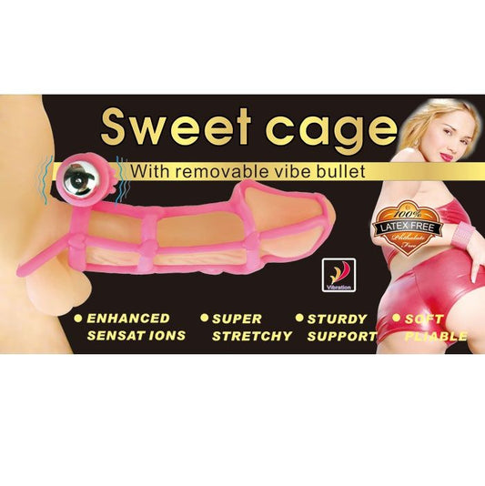 BAILE FOR HIM pink silicone penis ring and sleeve with 10 rhythm settings displayed on a neutral background.