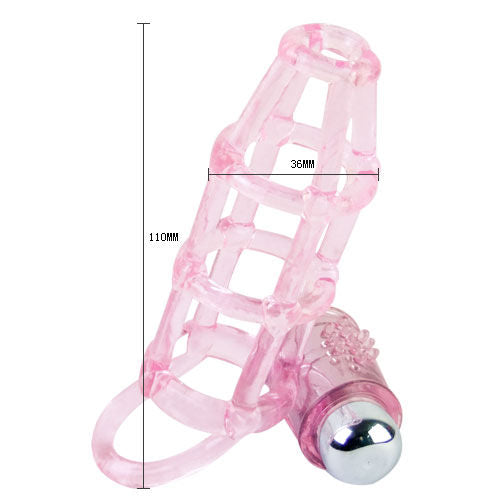 BAILE FOR HIM pink silicone penis sleeve and ring with 10 vibration settings displayed on a neutral background.