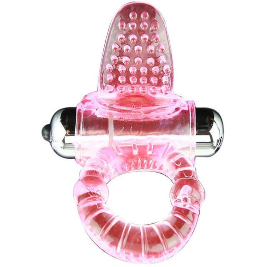 Anillo vibrador rosa BAILE FOR HIM Sweet Abs con 10 ritmos, diseñado para estimulación peneana, muestra el producto en primer plano.