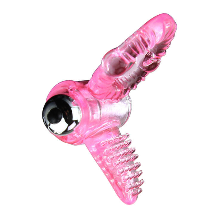 Anillo vibrador rosa para pene con 10 ritmos, diseñado por BAILE FOR HIM, con textura y forma ergonómica para placer.