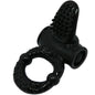 Anillo vibrador con textura en forma de cone de la marca BAILE FOR HIM, diseño de rabbit en color negro para placer íntimo.