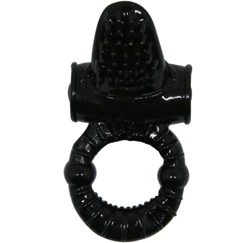 Anillo vibrador con textura en forma de cone y orejas de conejo, de la marca BAILE FOR HIM, diseñado para placer íntimo.