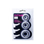 Anillo de pene BAILE TITAN SET 3 piezas en color negro, con medidas de 2.8, 2.4 y 1.9 cm, de la marca BAILE FOR HIM.
