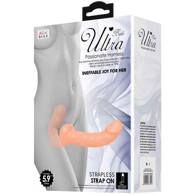 Arnés para dildo Ultra Passionate de la colección BAILE HARNESS, sin sujeción, en color negro con correa ajustable.
