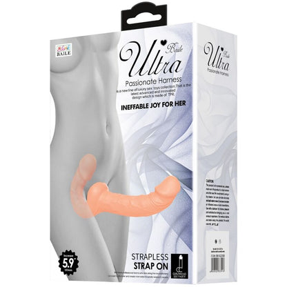 Arnés para dildo Ultra Passionate de la colección BAILE HARNESS, sin sujeción, en color negro con correa ajustable.