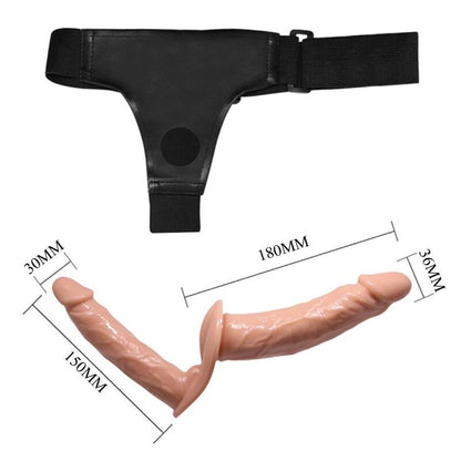 Arnés Baile Ultra Passionate con doble dildo y correa ajustable, en color negro, de la colección Baile Harness.