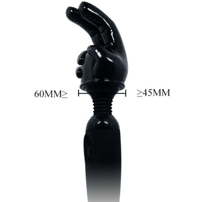 Cabezal intercambiable para masajeador BAILE POWER HEAD con diseño de mano, en color negro, muestra la forma y textura del cabezal.