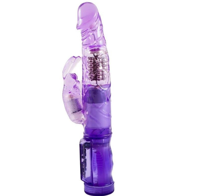 Mini rotador con conejito feliz en color lila, marca BAILE ROTATIONS, ideal para accesorios de baile y disfraces infantiles.