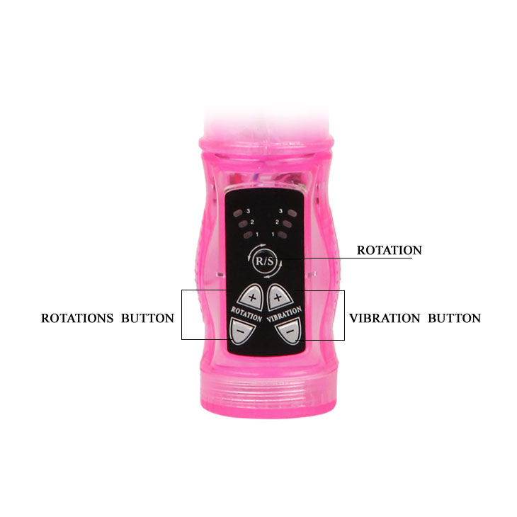 BAILE MINI ROTADOR RABBIT in pink, showcasing its sleek design and stimulating features for enhanced pleasure.