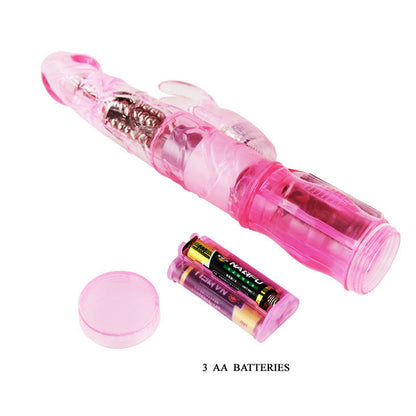 BAILE MINI ROTADOR RABBIT in pink, showcasing its dual stimulation design and compact size for enhanced pleasure.