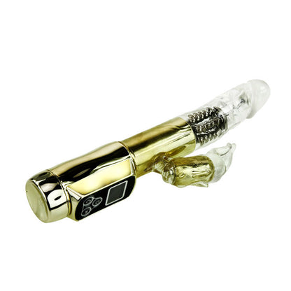 BAILE ROTATIONS Rabbit Siberia Passion Gold vibrator with sleek design and vibrant colors on a white background.