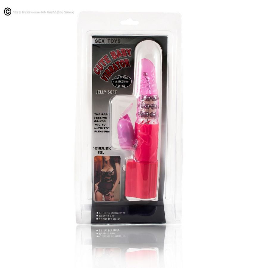 Rotador Rabbit rosa de la marca BAILE ROTATIONS, superestimulador con diseño ergonómico y texturizado para placer.