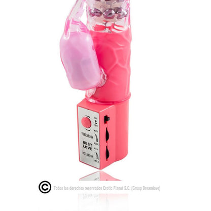 Rotador Rabbit rosa de la marca BAILE ROTATIONS, estimulador sexual con diseño ergonómico y suaves texturas para placer.