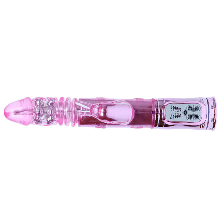 BAILE Rotations Throbbing Bunny in pink, featuring ears, a textured body, and a rotating design for stimulation.