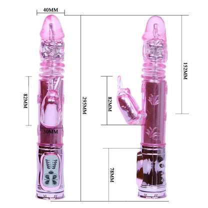 Pink BAILE Throbbing Bunny Rotating Vibrator with ears and textured body for enhanced stimulation.