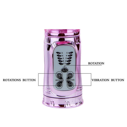 Pink BAILE Throbbing Bunny Rotator with ears and textured body for enhanced pleasure, positioned on a soft surface.