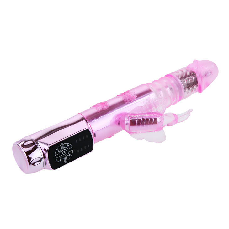 BAILE ROTATIONS U.S. Rabbit Throbbing Mariposa in pink, showcasing its sleek design and textured surface for stimulation.