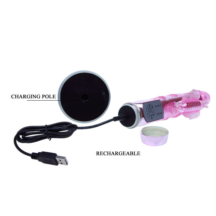BAILE U.S. Rabbit Throbbing Mariposa in pink, featuring a sleek design and textured surface for enhanced pleasure.
