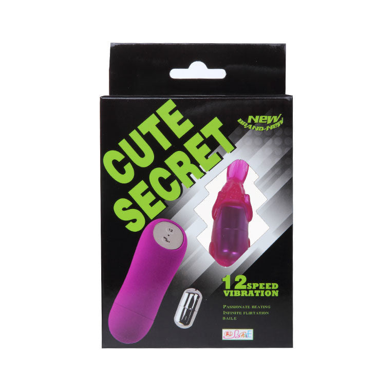 Cute BAILE stimulating cone-shaped vibrator in soft pink, featuring 12 speed settings and a playful bunny design.