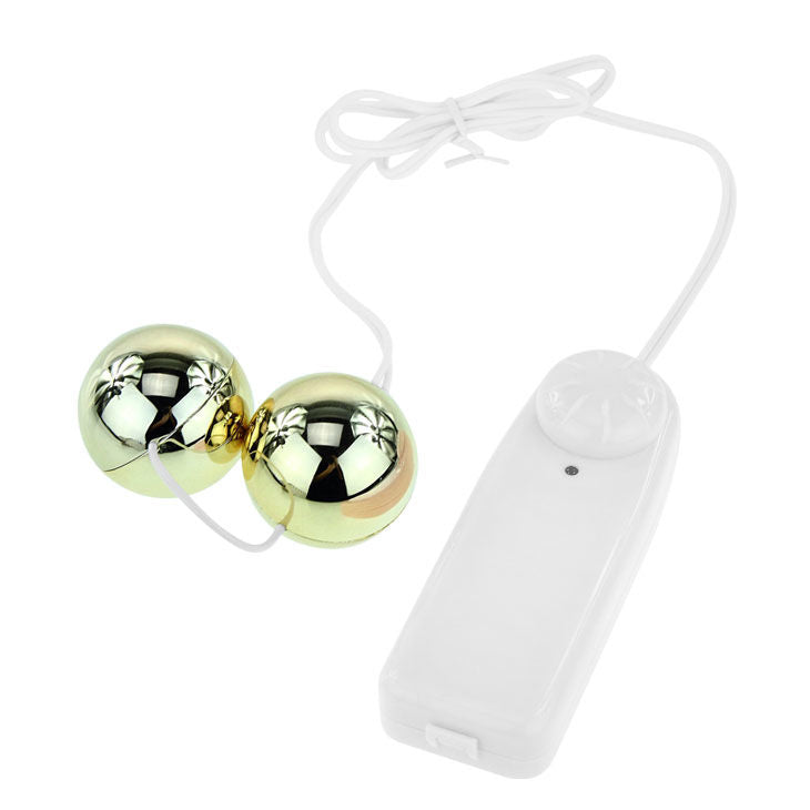 Bolas chinas doradas del vibrador BAILE STIMULATING, con diseño elegante y superficie brillante, para uso de bienestar íntimo.